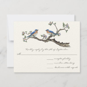 Vintage Bluebirds Wedding RSVP Card