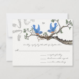Vintage Bluebirds Wedding RSVP Card