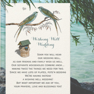 Vintage  Bluebirds Wishing Well Wedding  Enclosure Card