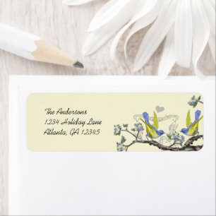 Vintage Bluebirds Yellow & Blue Return Labels