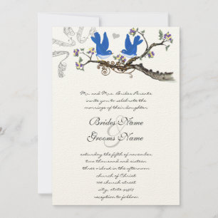 Vintage Bluebirds Yellow & Purple  Wedding Invite