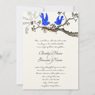 Vintage Bluebirds Yellow & Purple Wedding Invite
