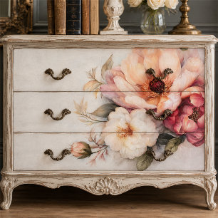 Vintage Blush and Cream Peony Floral Decoupage Tissue Paper