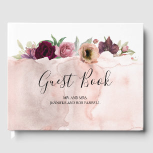 Vintage Blush and Marsala Floral Wedding Guest Book