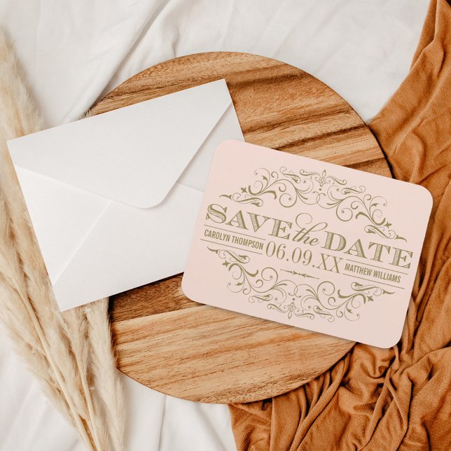 Vintage Blush Antique Flourish Save the Date Magnet (Creator Uploaded)