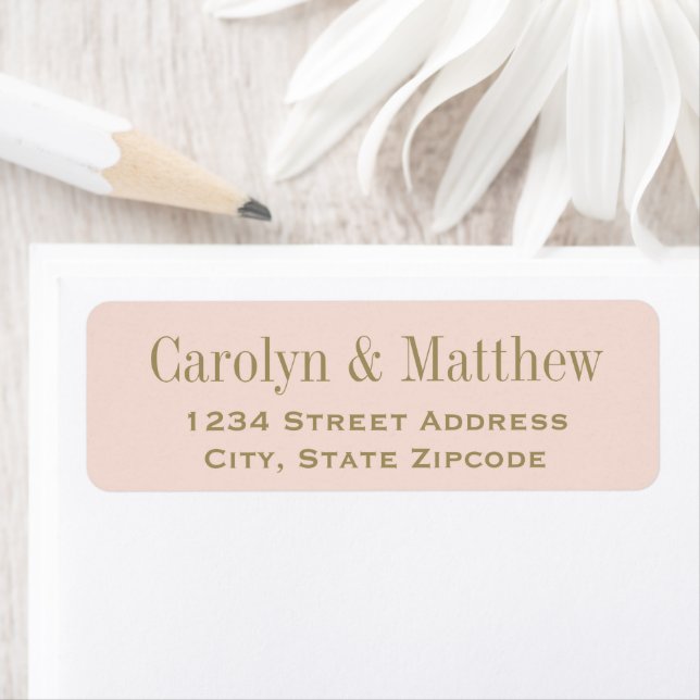 Vintage Blush Antique Gold Wedding Return Address Label (Insitu)