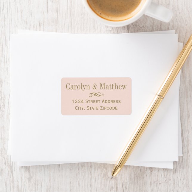 Vintage Blush Antique Gold Wedding Return Address Label (Insitu)