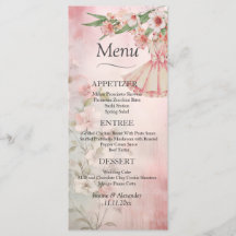 Vintage Blush Dress Wedding Menu