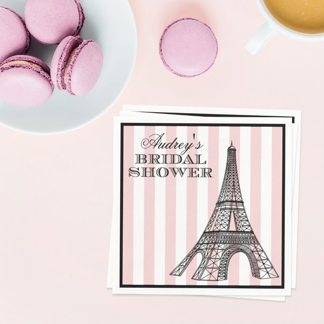 Vintage Blush Eiffel Tower Paris Bridal Shower Napkin (Creator Uploaded)