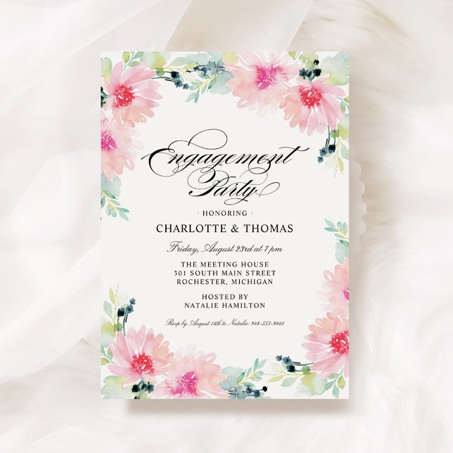 Vintage Blush Floral Engagement Party Invitation (Creator Uploaded)