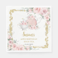 Vintage Blush Floral High Tea Party Birthday