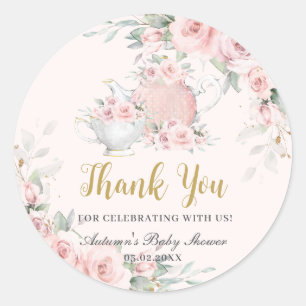 Vintage Blush Floral High Tea Party Bridal Shower  Classic Round Sticker