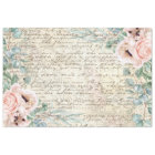 Vintage Blush Floral Poppy Old Letter Decoupage