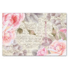 Vintage Blush Floral Roses Old Letter Decoupage