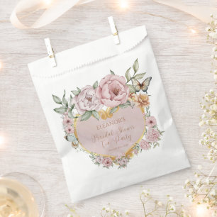Vintage Blush Peony Bridal Shower Tea Party Favour Bag