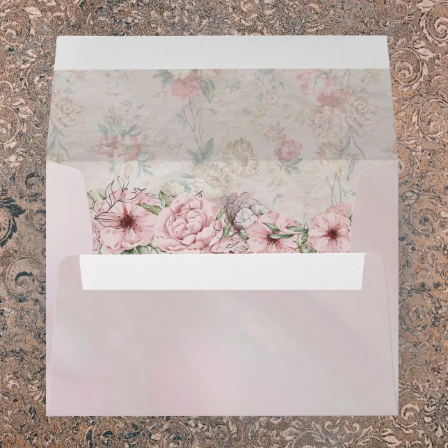 Vintage Blush Peony Wedding Envelope (Creator Uploaded)