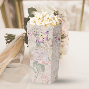 Vintage Blush Peony Wedding Popcorn Favour Box