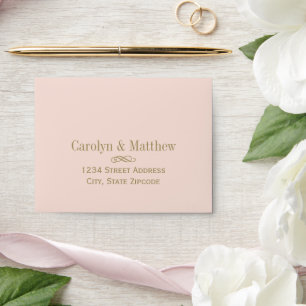 Vintage Blush Pink Antique Gold Wedding RSVP Envelopes