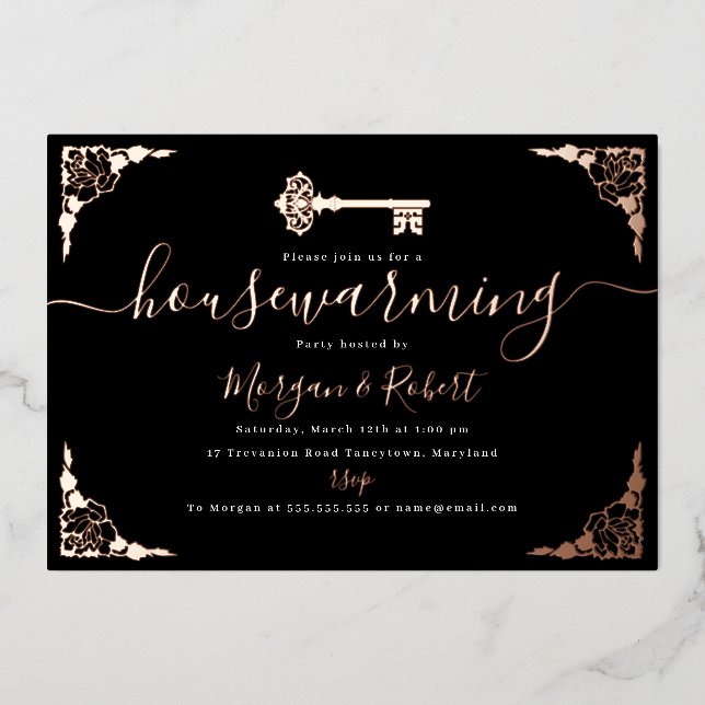 Vintage Blush Pink Black Key Housewarming Party  (Front)