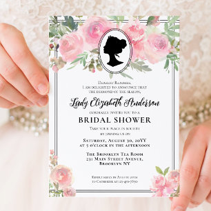 Vintage Blush Pink Floral Regency Bridal Shower Invitation