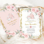Vintage Blush Pink Floral Tea Party Birthday Party Invitation<br><div class="desc">Personalise this soft blush pink floral tea party birthday party invitation easily and quickly. Simply click the customise it further button to edit the texts, change fonts and fonts colours. Featuring pastel blush pink flowers, delicate greenery adorned teapot and tea cup and a vintage antique frame. Great for ANY AGE!...</div>