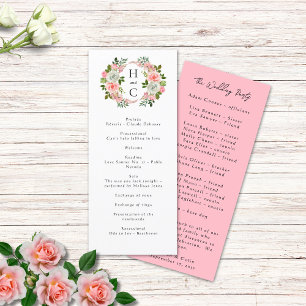 Vintage Blush Pink & Ivory Rose Garland Program
