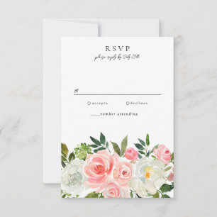 Vintage Blush Pink & Ivory Rose Garland RSVP Card