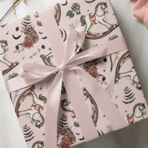 Vintage Blush Pink Rocking Horse Gothic Baby