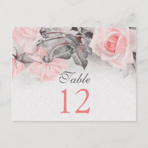 Vintage Blush Pink Rose Wedding Table Cards