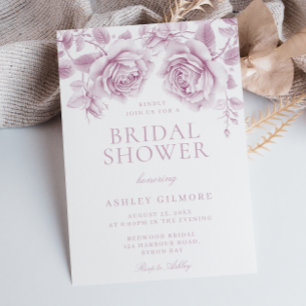 Vintage Blush Pink Roses Elegant Bridal Shower Invitation