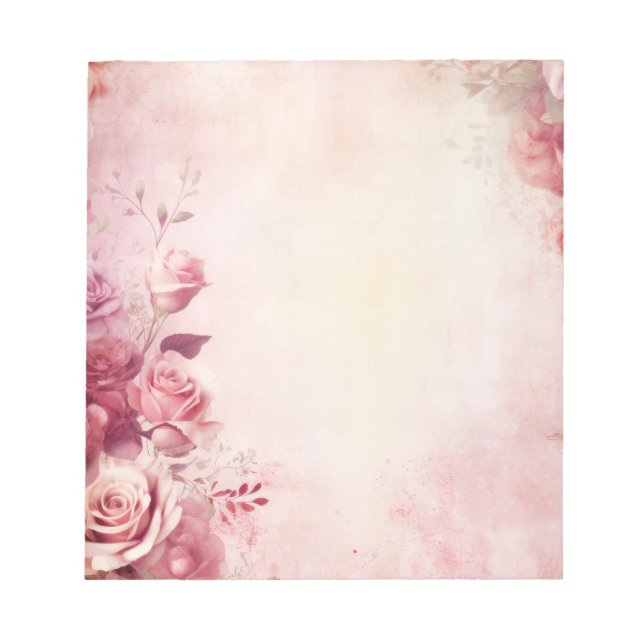 Vintage Blush Pink Roses Notepad (Front)