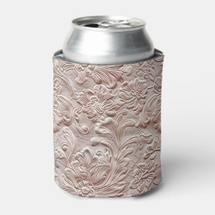Vintage blush pink tooled leather can cooler
