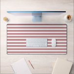 Vintage Blush Pink & White Stripes Striped Desk Mat<br><div class="desc">Modern vintage striped design. Vertical stripes pattern design in chic french classic elegant dusty pink and white colour. Blush pink and white colour striped desk mat</div>