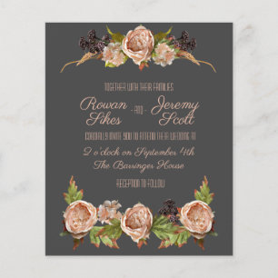 Vintage Blush & Plum Floral Budget Invitation Flyer