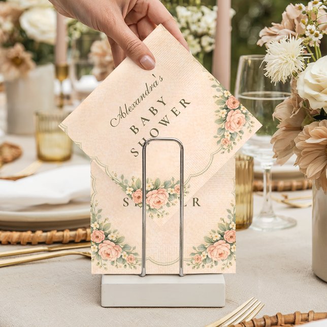 Vintage Blush Rose Garden Baby Shower Napkin (Creator Uploaded)