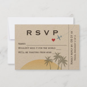 Vintage Boarding Pass RSVP on Kraft Paper Invitation