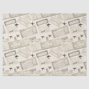 Vintage Boarding Pass Travel Pattern Tissue Paper