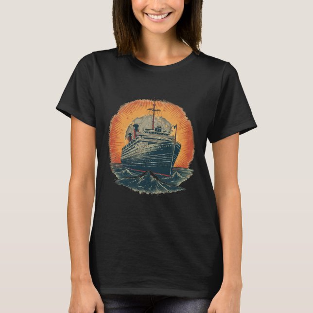 Vintage Boat at Sunset T-shirt (Front)