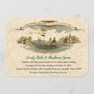 Vintage Boat Lovers Wedding Invitation