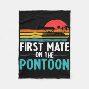 Vintage Boating Party Retro First Mate On The Pont Fleece Blanket