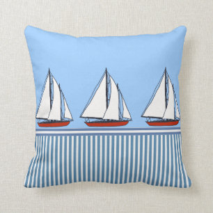 vintage boats nautical stripes cushion pillows
