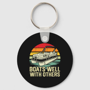 Vintage Boats Well With Others Pontoon Boat Boatin Key Ring