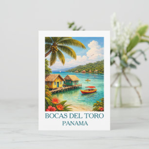 Vintage Bocas del Toro Panama Travel Tropical Invitation