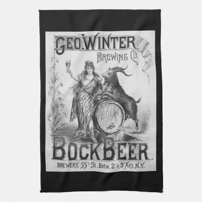 Vintage Bock Beer Bar Towel (Vertical)