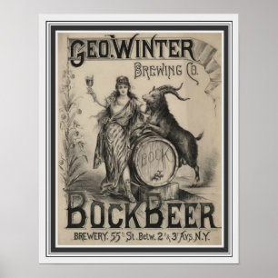 Vintage Bock Beer Poster 16 x 20