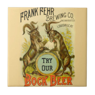 Vintage Bock Beer Poster: Antique Goat Saloon Bar Ceramic Tile