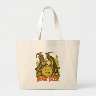 Vintage Bock Beer Poster: Antique Goat Saloon Bar Large Tote Bag