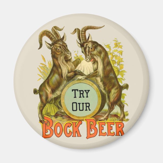 Vintage Bock Beer Poster: Antique Goat Saloon Bar  Magnet (Front)