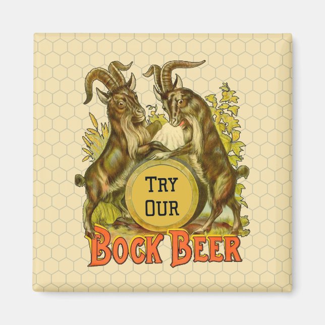 Vintage Bock Beer Poster: Antique Goat Saloon Bar  Magnet (Front)