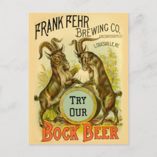 Vintage Bock Beer Poster: Antique Goat Saloon Bar Postcard